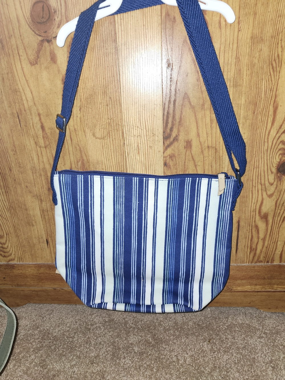 Vera Bradley Blue and White Striped Crossbody Bag